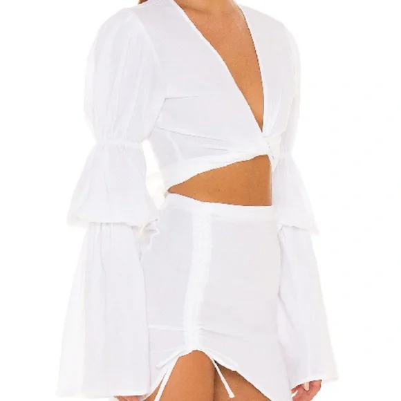 Bananhot X REVOLVE Tie Front Top in white - Picture 4 of 12